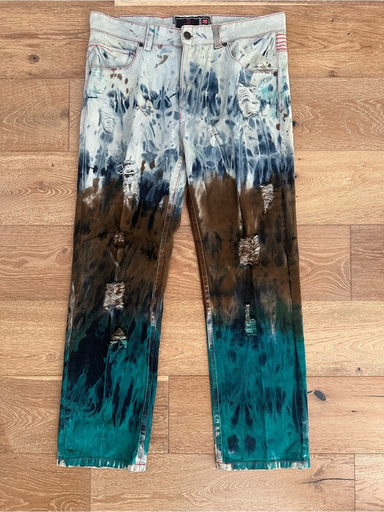 Elite Jeans Other - Elite Premium Denim Washed Jeans in Light Teal & Brown Wash